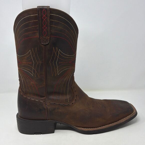 Ariat Sport Western Cowboy Boots Brown Leather Square Toe Men’s 10.5D 10010963 main image 14